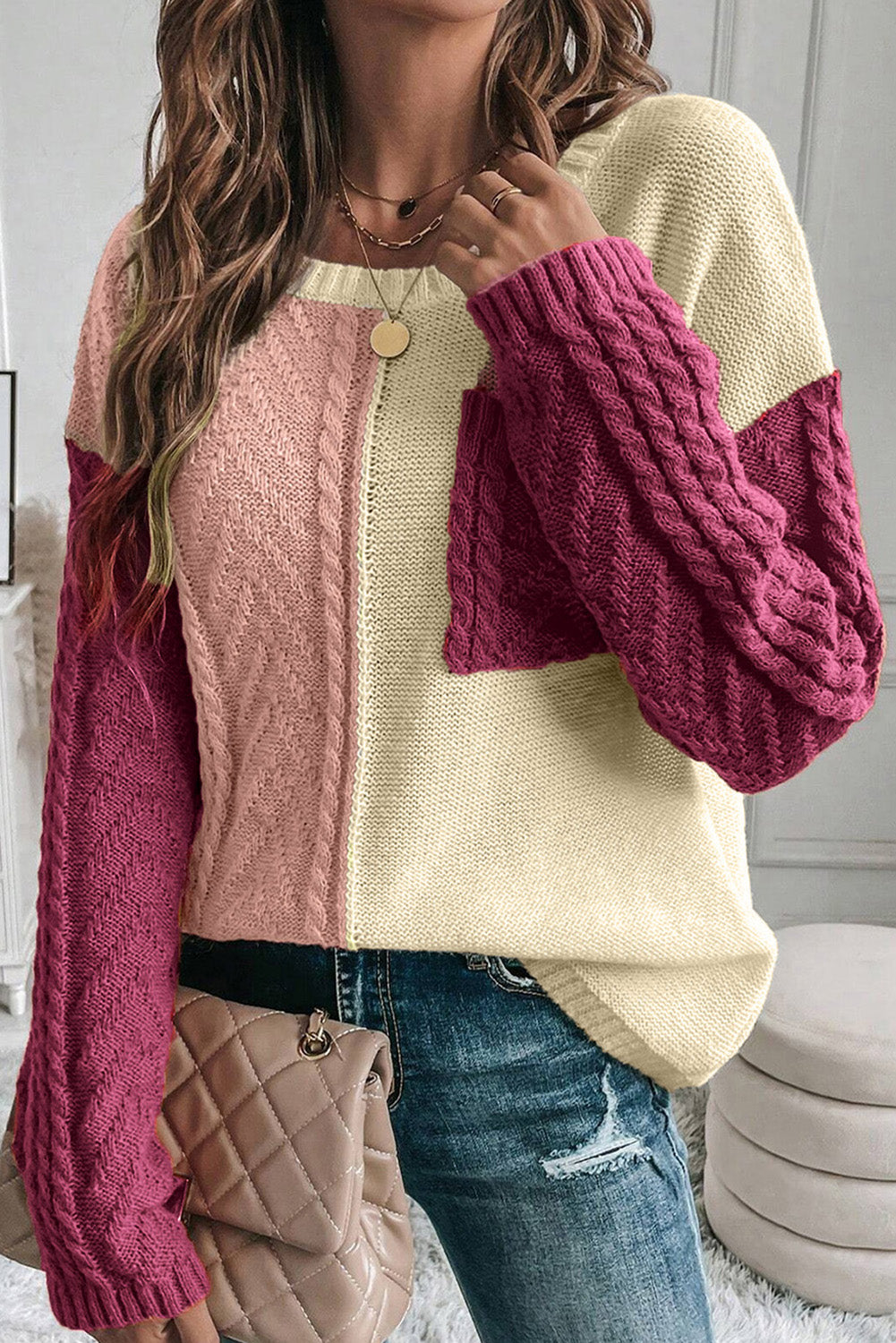 Colorblock Patched Sweater