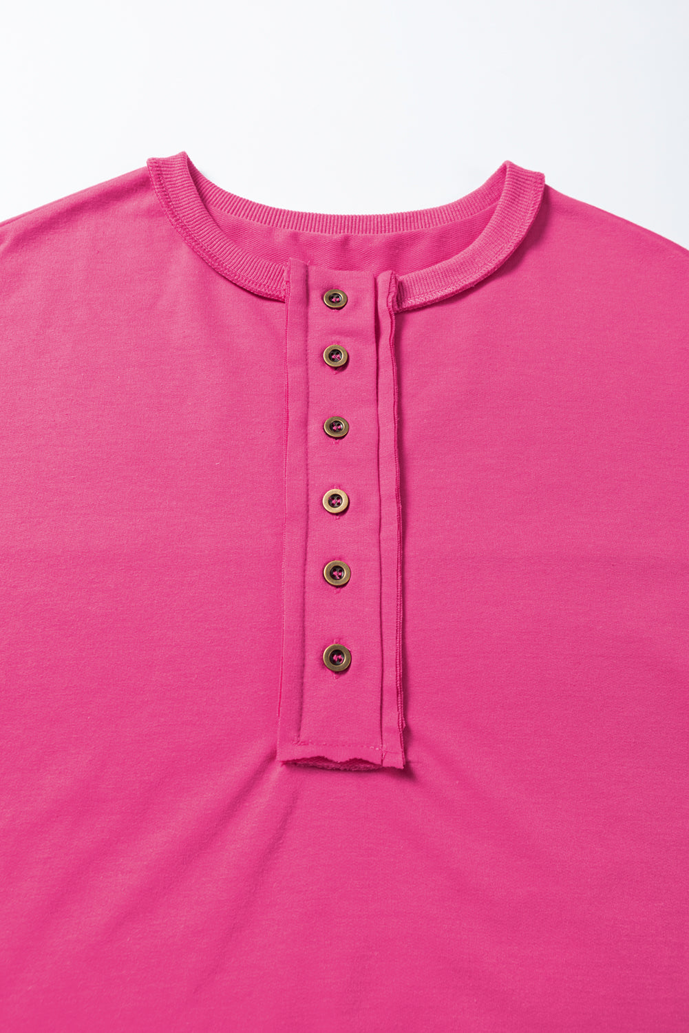 Drop Shoulder Henley Buttons Sweatshirt