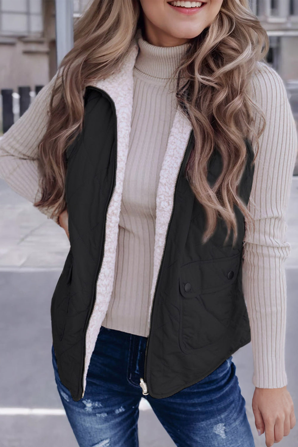 Pink Fleece Lined Quilted Vest