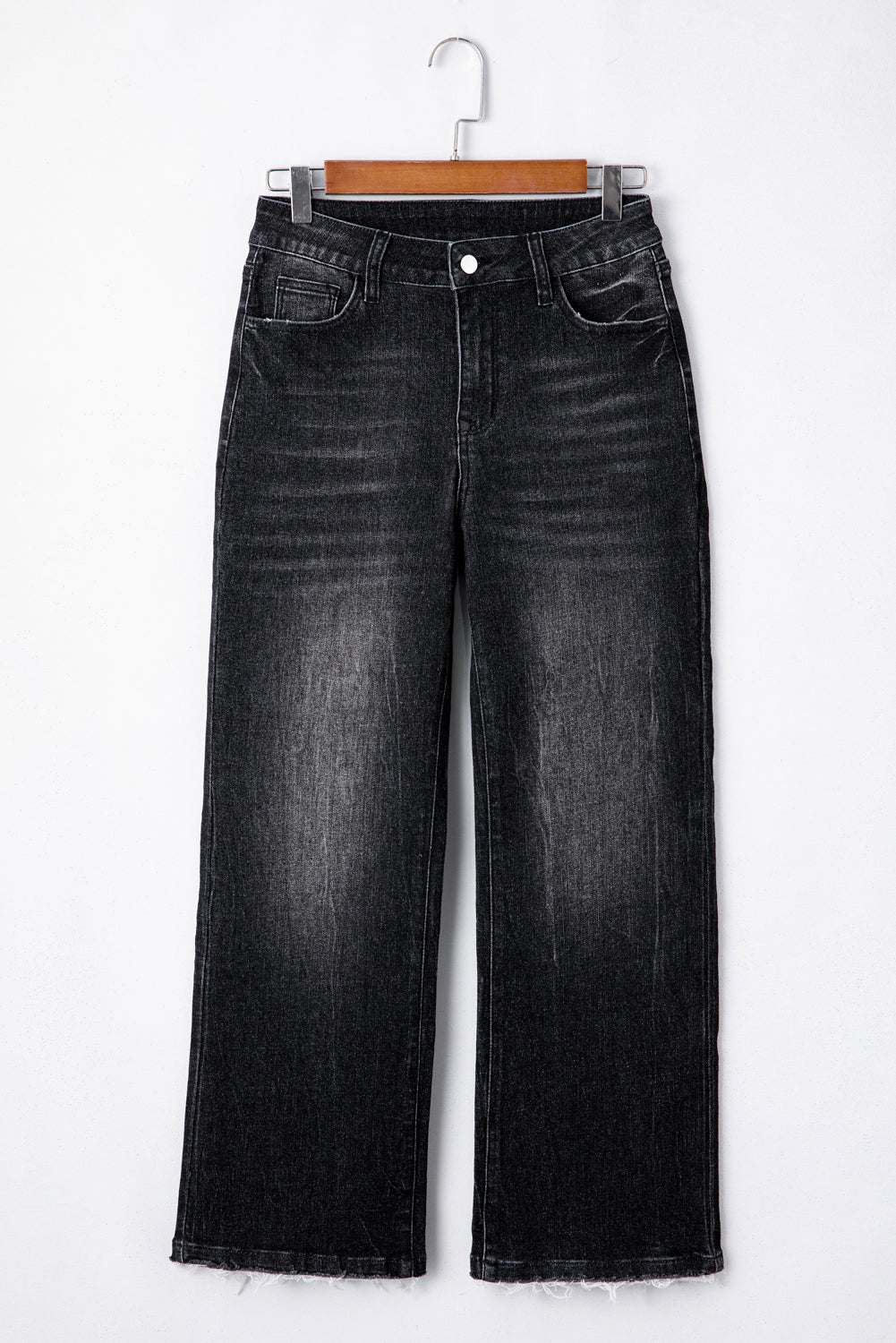 Mineral Wash Raw Hem High Waist Flared Jeans