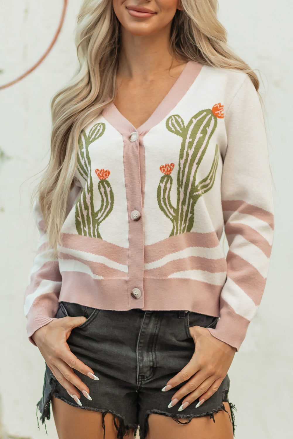 Desert Cactus Buttoned Front Cardigan