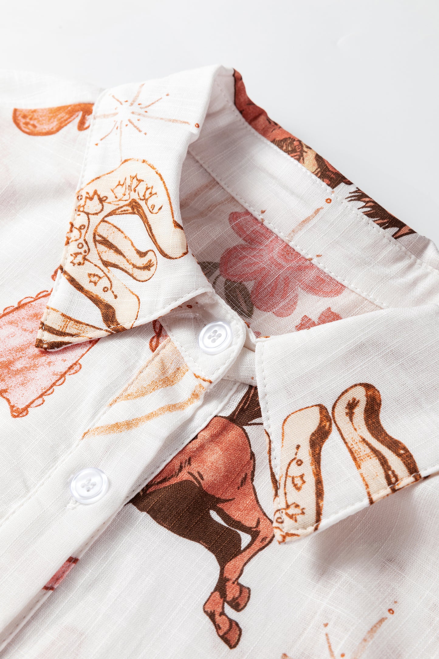 White Rodeo Cowgirl Print Western Button up Top