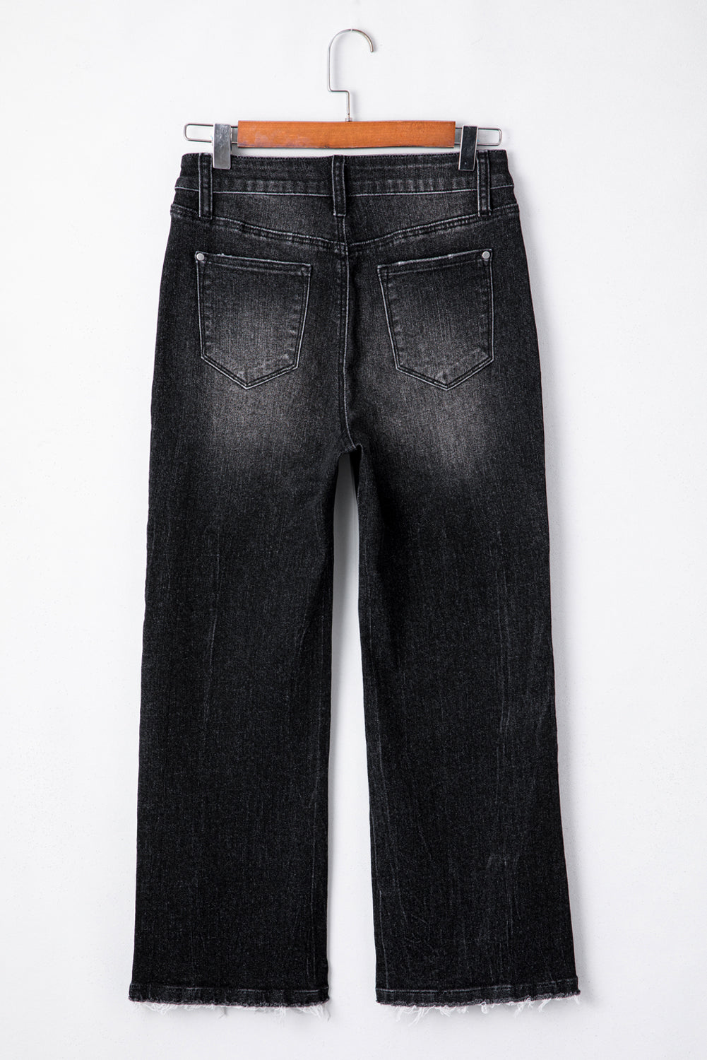 Mineral Wash Raw Hem High Waist Flared Jeans