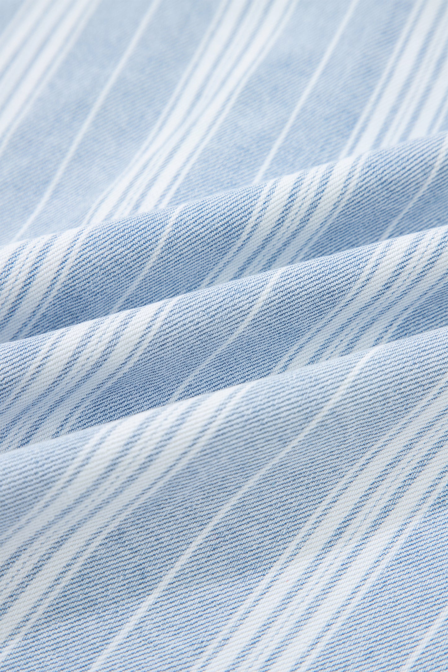 Sky Blue Stripe Boyfriend Chest Pocket Classic Denim Top