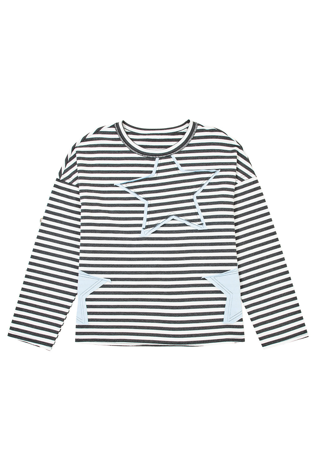 Gray Stripe Starry Patch Sweatshirt