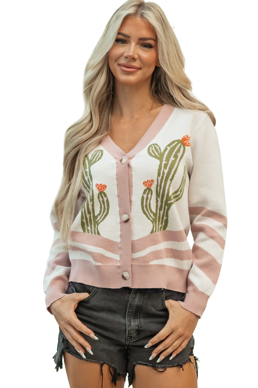 Desert Cactus Buttoned Front Cardigan