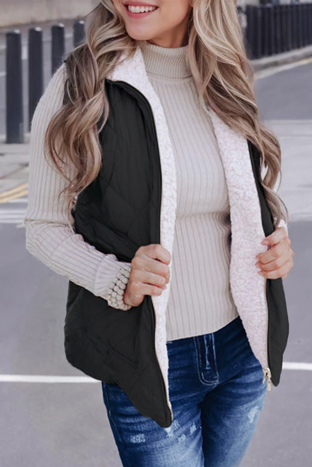 Pink Fleece Lined Quilted Vest