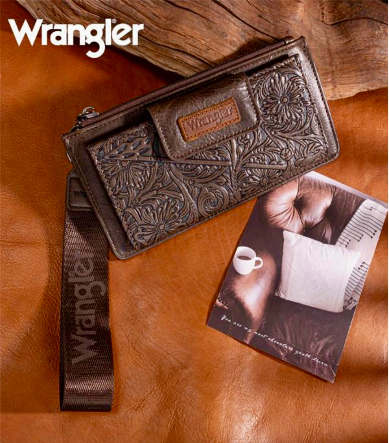 Wrangler Floral Tooled Card Wallet/Wristlet