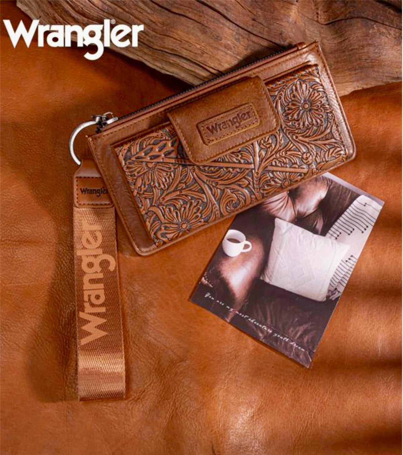 Wrangler Floral Tooled Card Wallet/Wristlet