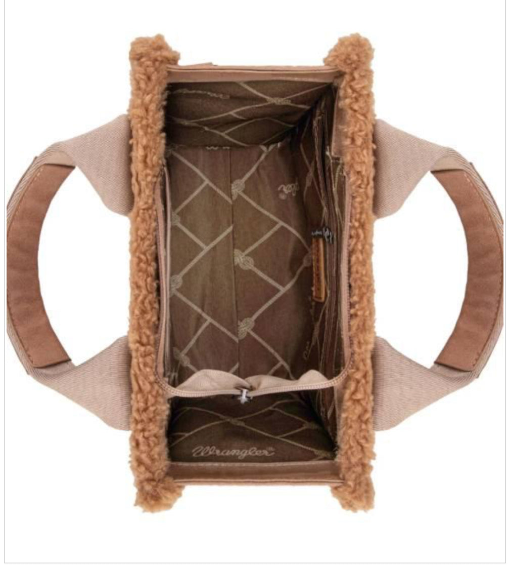 Wrangler Sherpa Small Canvas Tote/Crossbody Purse