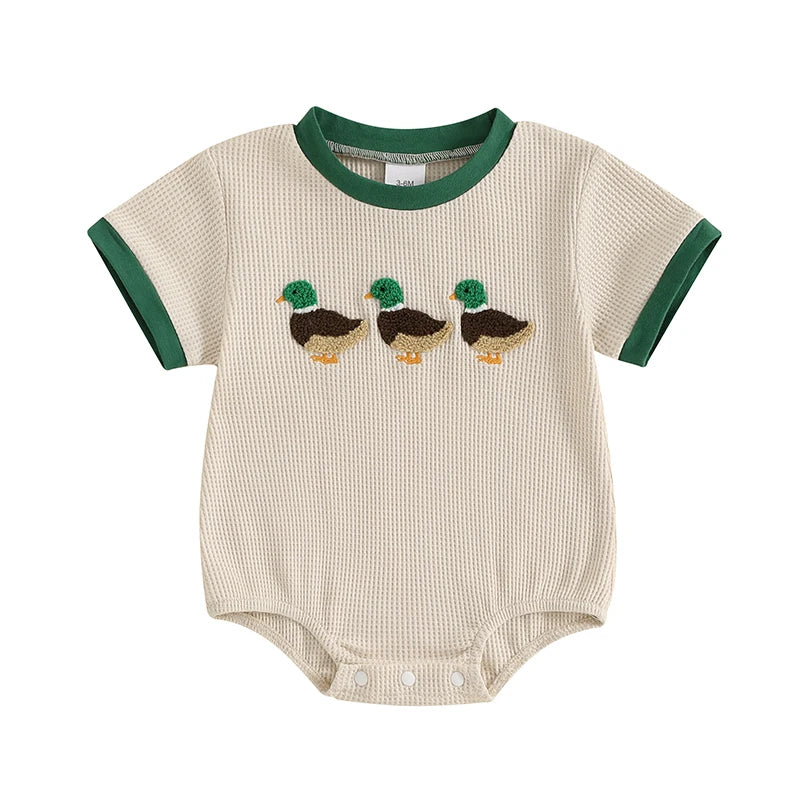 Boys Duck Embroidered Romper