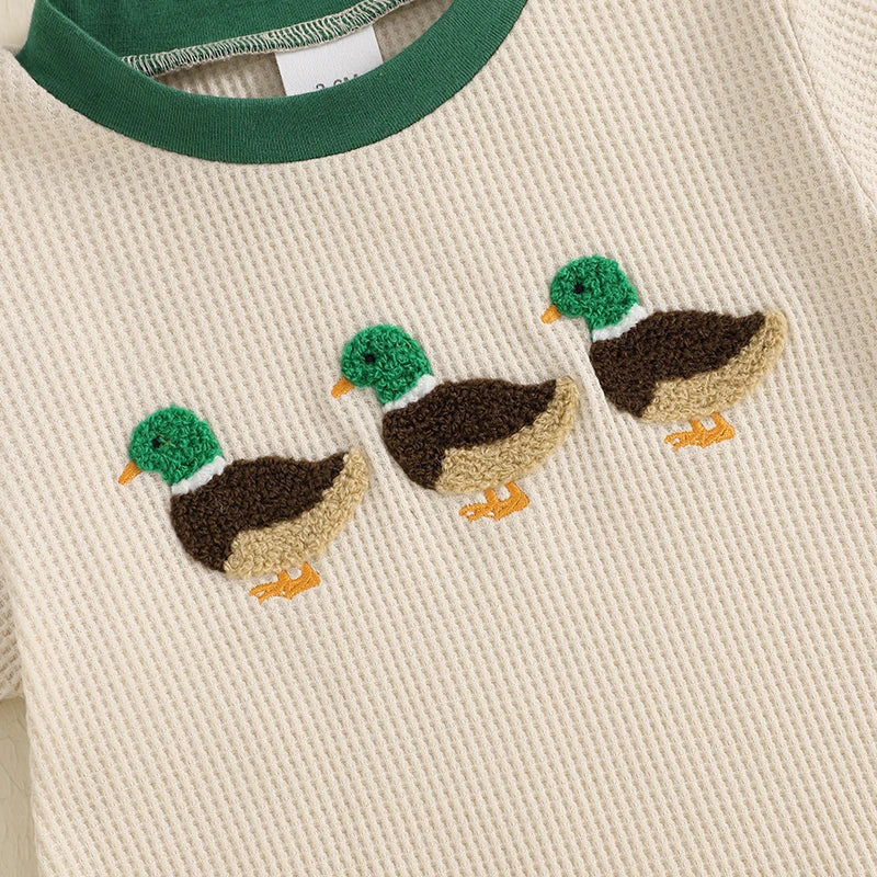 Boys Duck Embroidered Romper