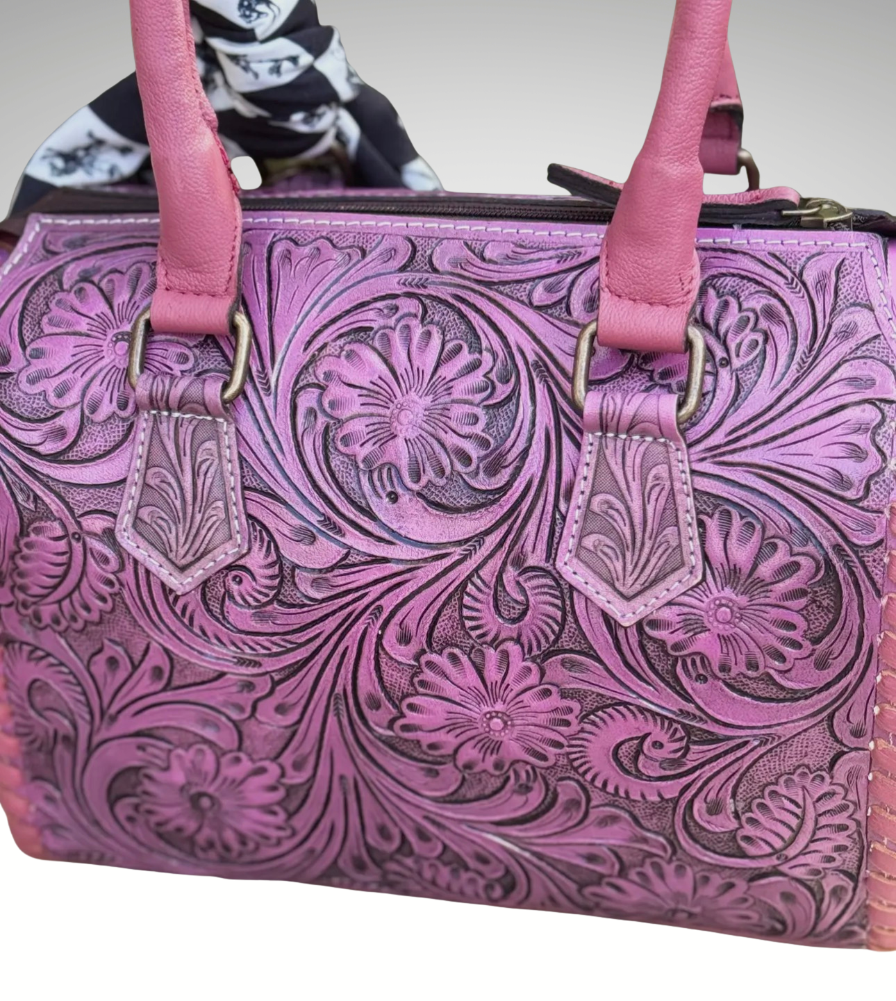 UPCYCLED LV PINK TOOLED LEATHER SPEEDY CROSSBODY