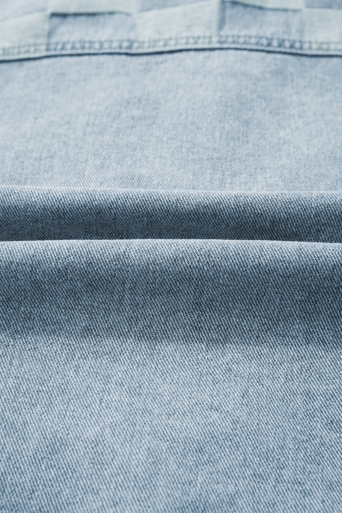 Beau Blue Denim Checkered Pattern Patchwork Womens Casual Jacket