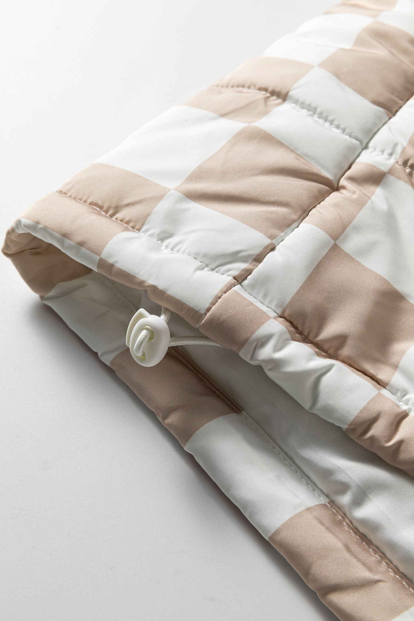 Khaki Plaid Quilted Button Zip Up Vest