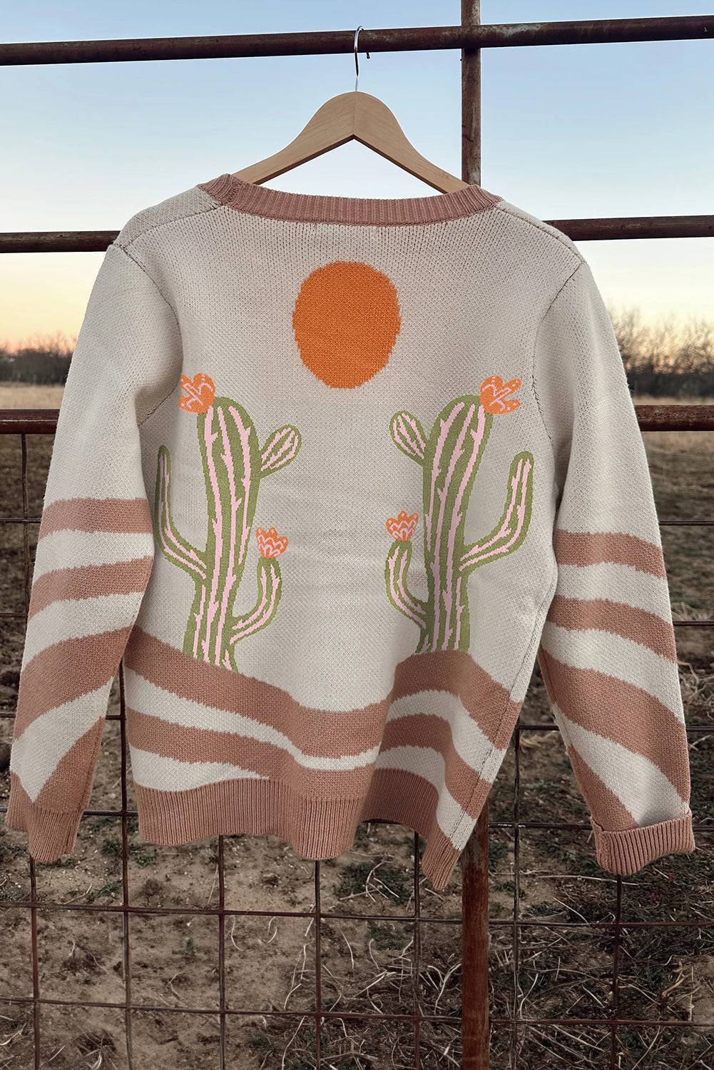 Plus Western Desert Cactus Buttoned Cardigan
