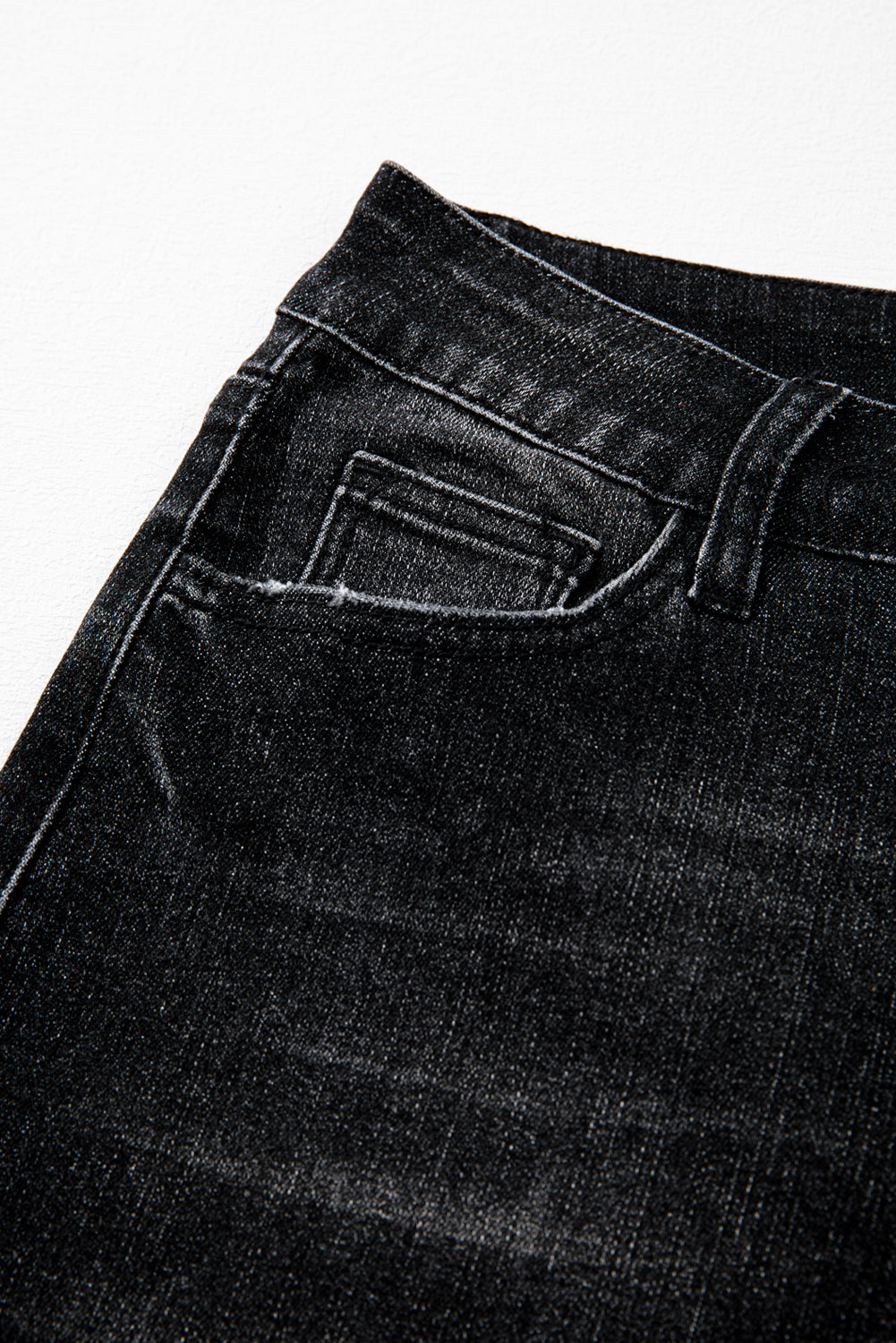 Mineral Wash Raw Hem High Waist Flared Jeans