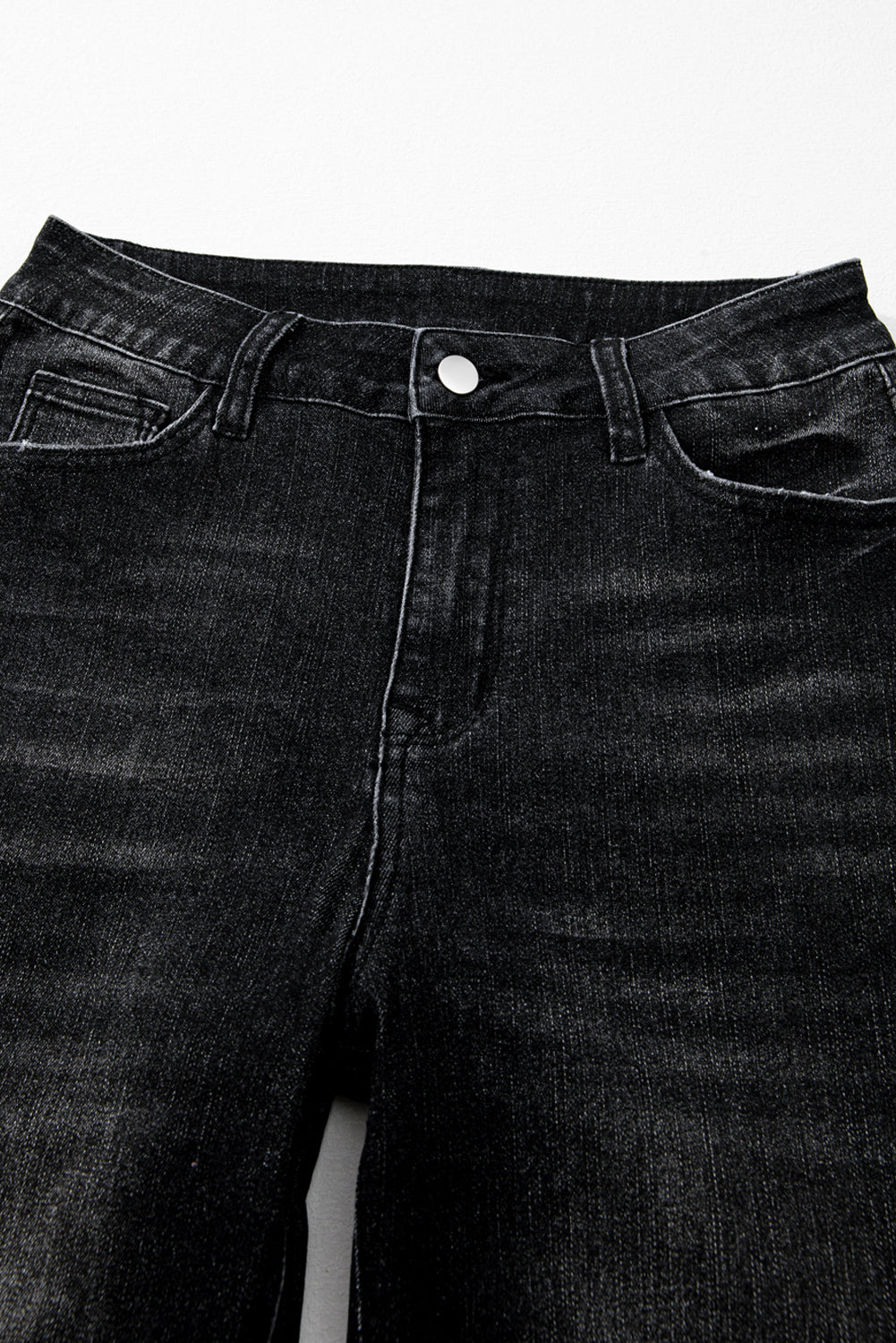 Mineral Wash Raw Hem High Waist Flared Jeans