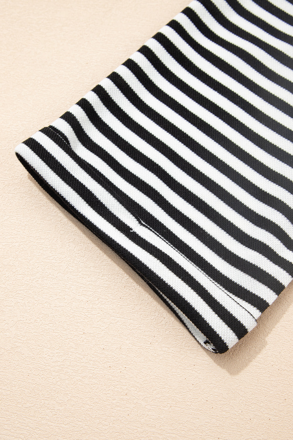 Pink Stripe Bowknot Cutout Back Drop Shoulder Wide Bracelet Sleeve Loose Tee