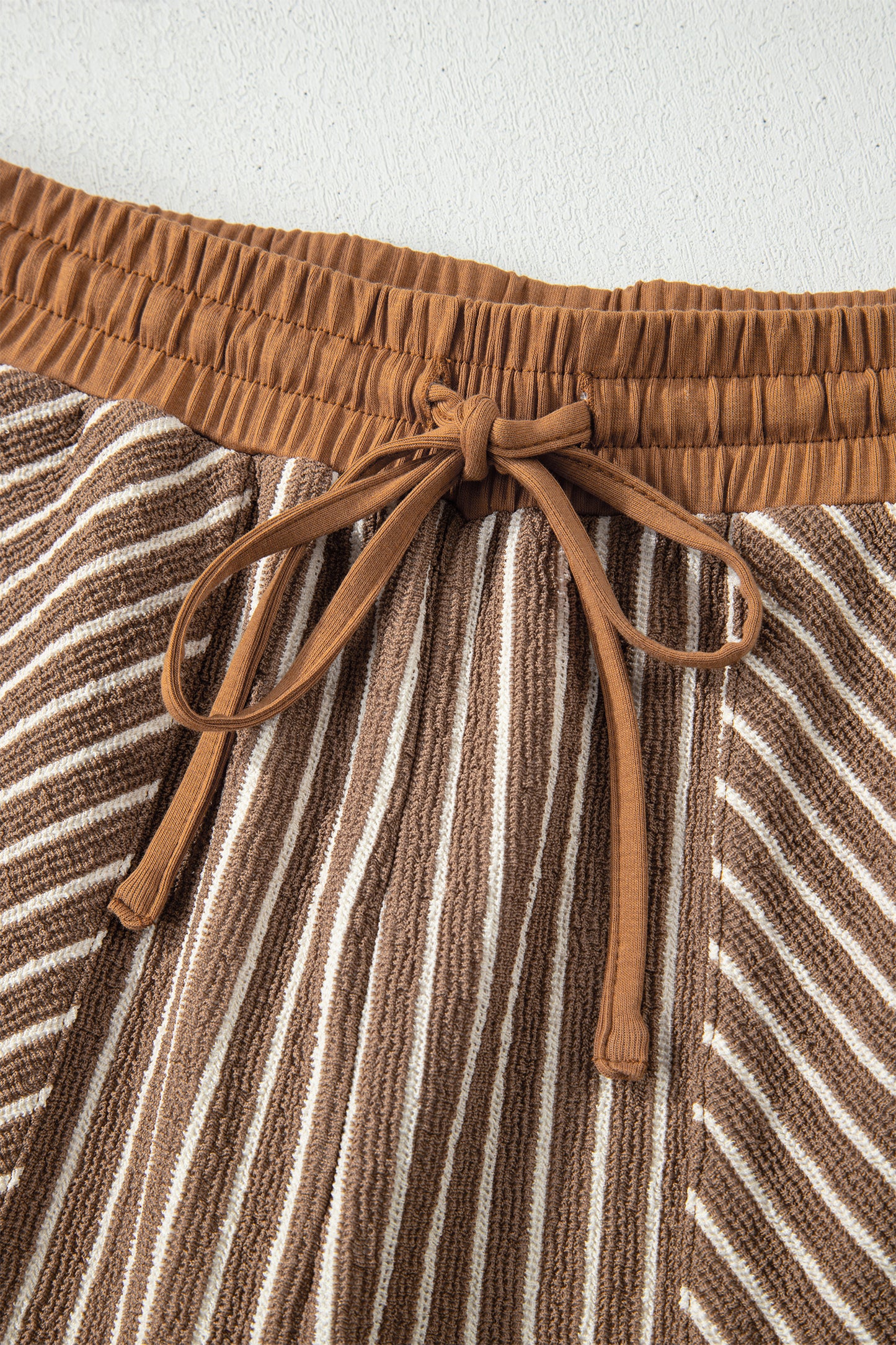 Striped Drawstring Waist Cropped Pants 2 Piece Set