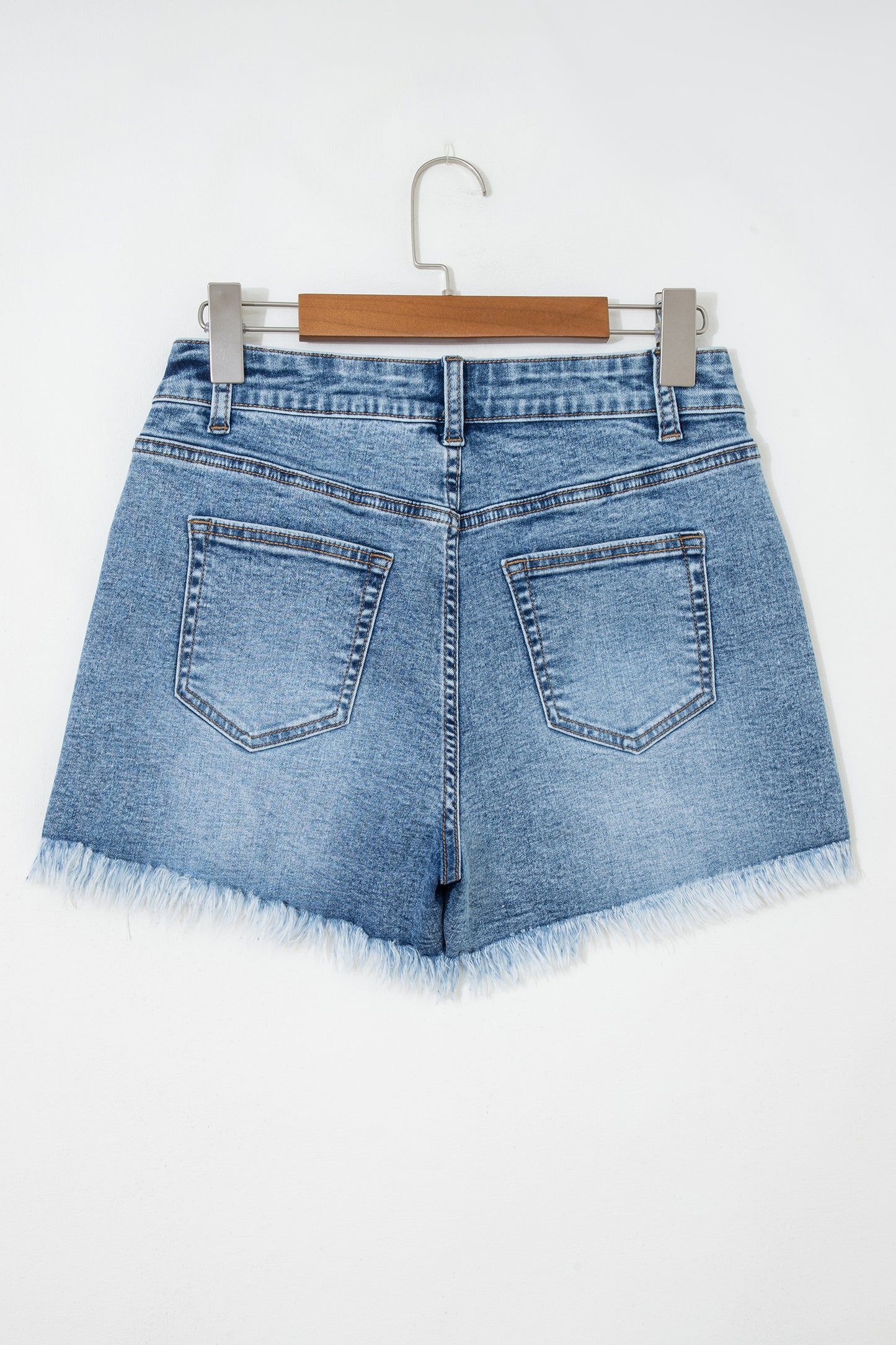 Dusk Blue Western Embroidery Stud Denim Shorts
