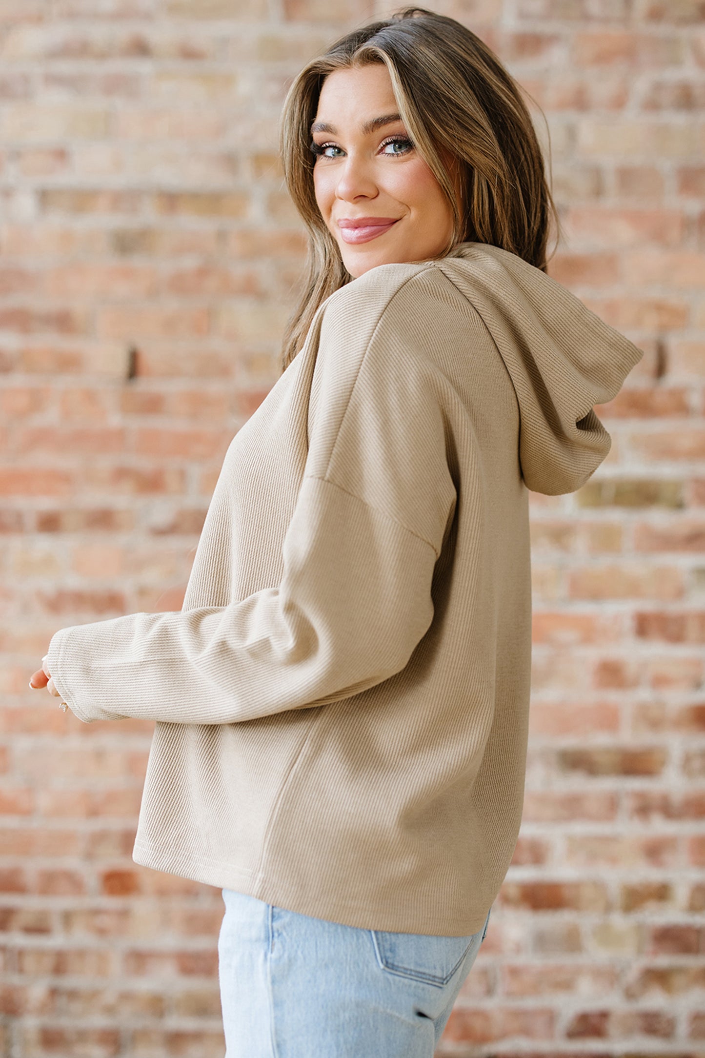 Thermal Textured Leopard Hooded Sweatshirt