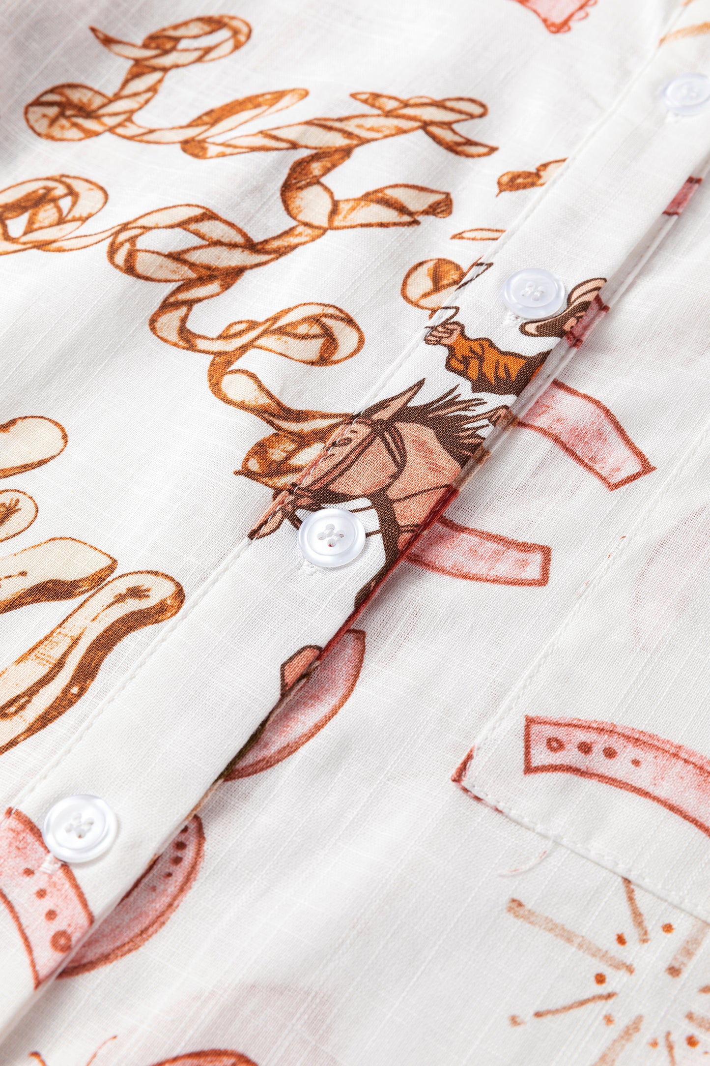 White Rodeo Cowgirl Print Western Button up Top