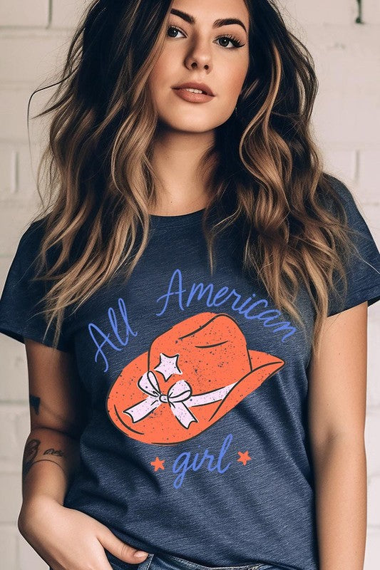 All American Girl Fourth Of July Graphic T Shirts