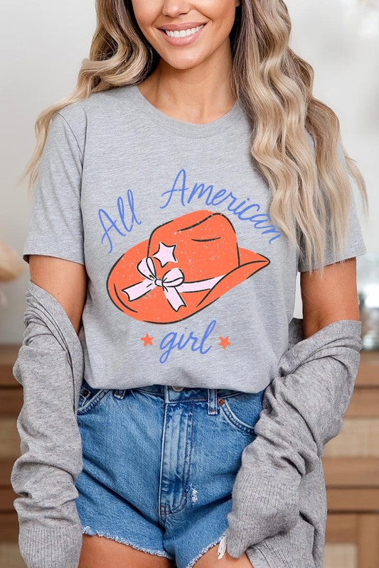 All American Girl Fourth Of July Graphic T Shirts