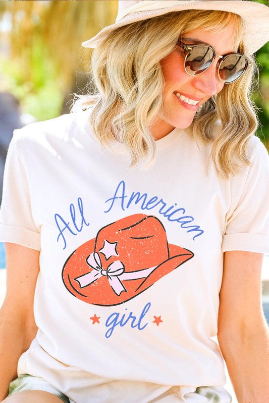 All American Girl Fourth Of July Graphic T Shirts