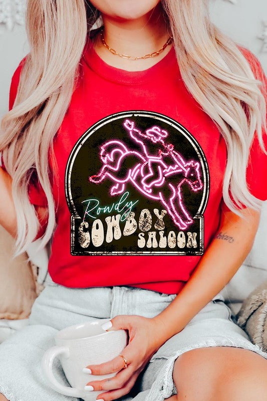 Cowboy Saloon Neon Sign Graphic T Shirts