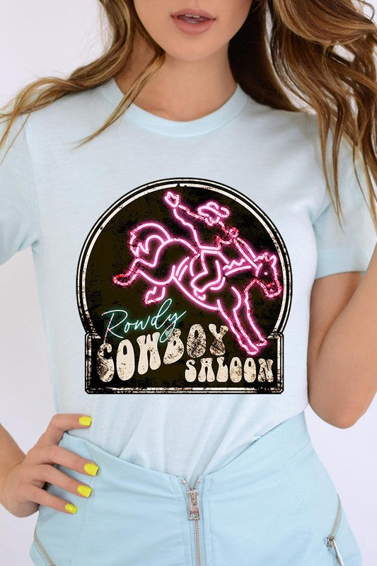 Cowboy Saloon Neon Sign Graphic T Shirts