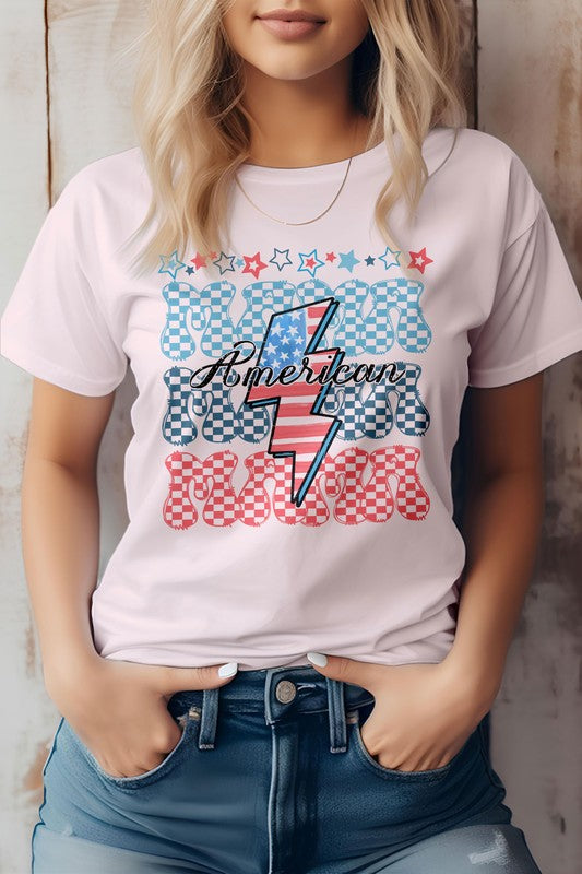 American Mama Retro, 4th of July Graphic Tee