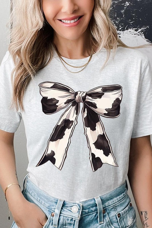 Coquette Cow Print Bow Graphic T Shirts