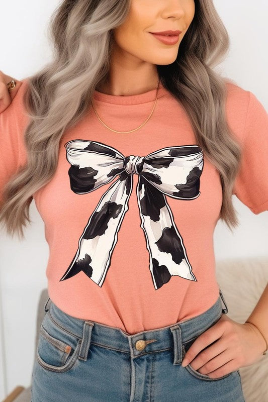 Coquette Cow Print Bow Graphic T Shirts