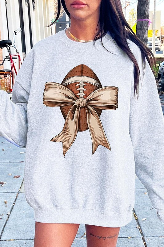 Football Bow Graphic Fleece Sweatshirts