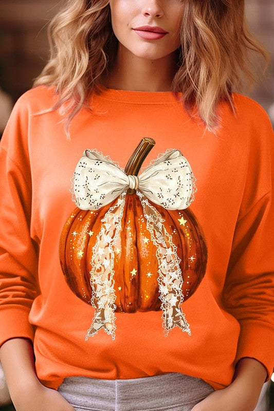 Coquette bow Halloween Pumpkin Fleece Sweatshirts