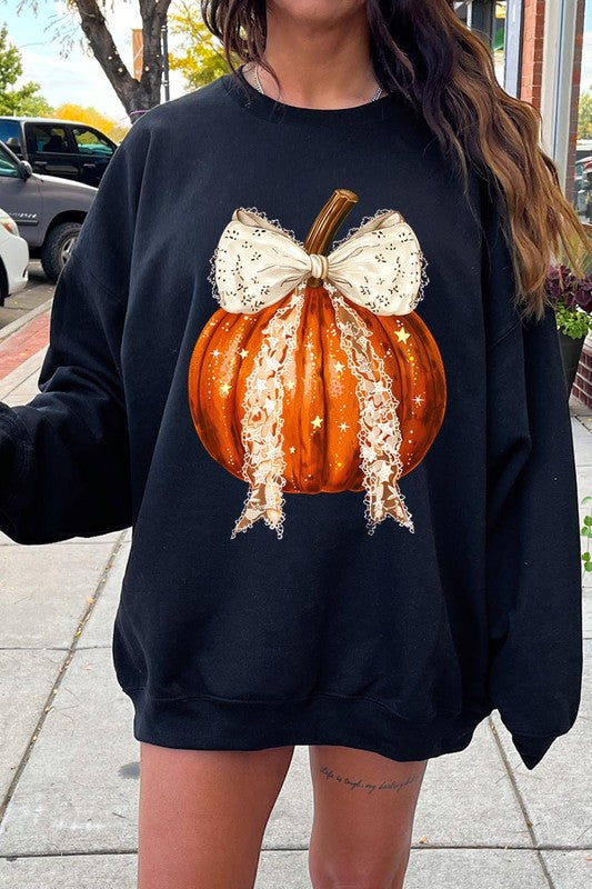 Coquette bow Halloween Pumpkin Fleece Sweatshirts