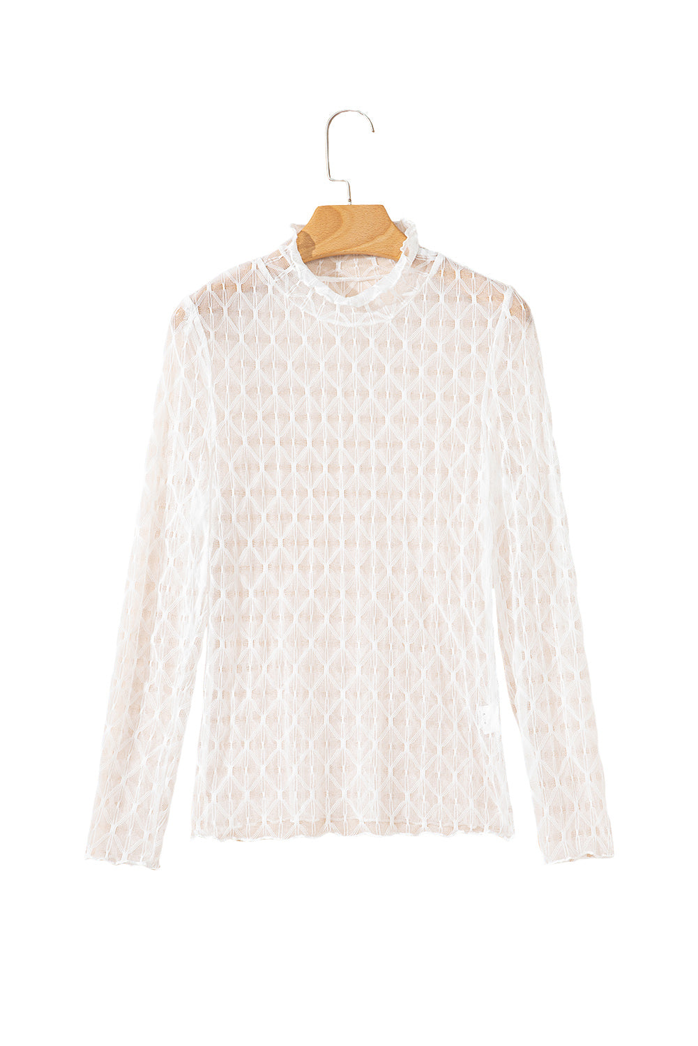 Coffee Sheer Mesh Long Sleeve Top