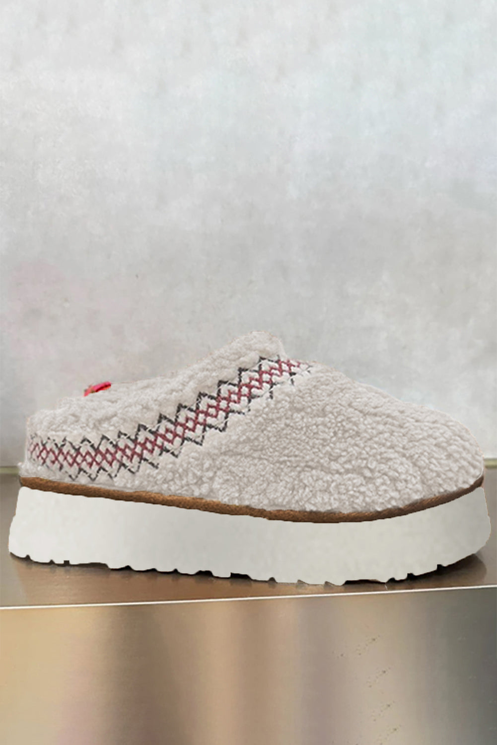 Embroidered Sherpa Plush Thick Soles