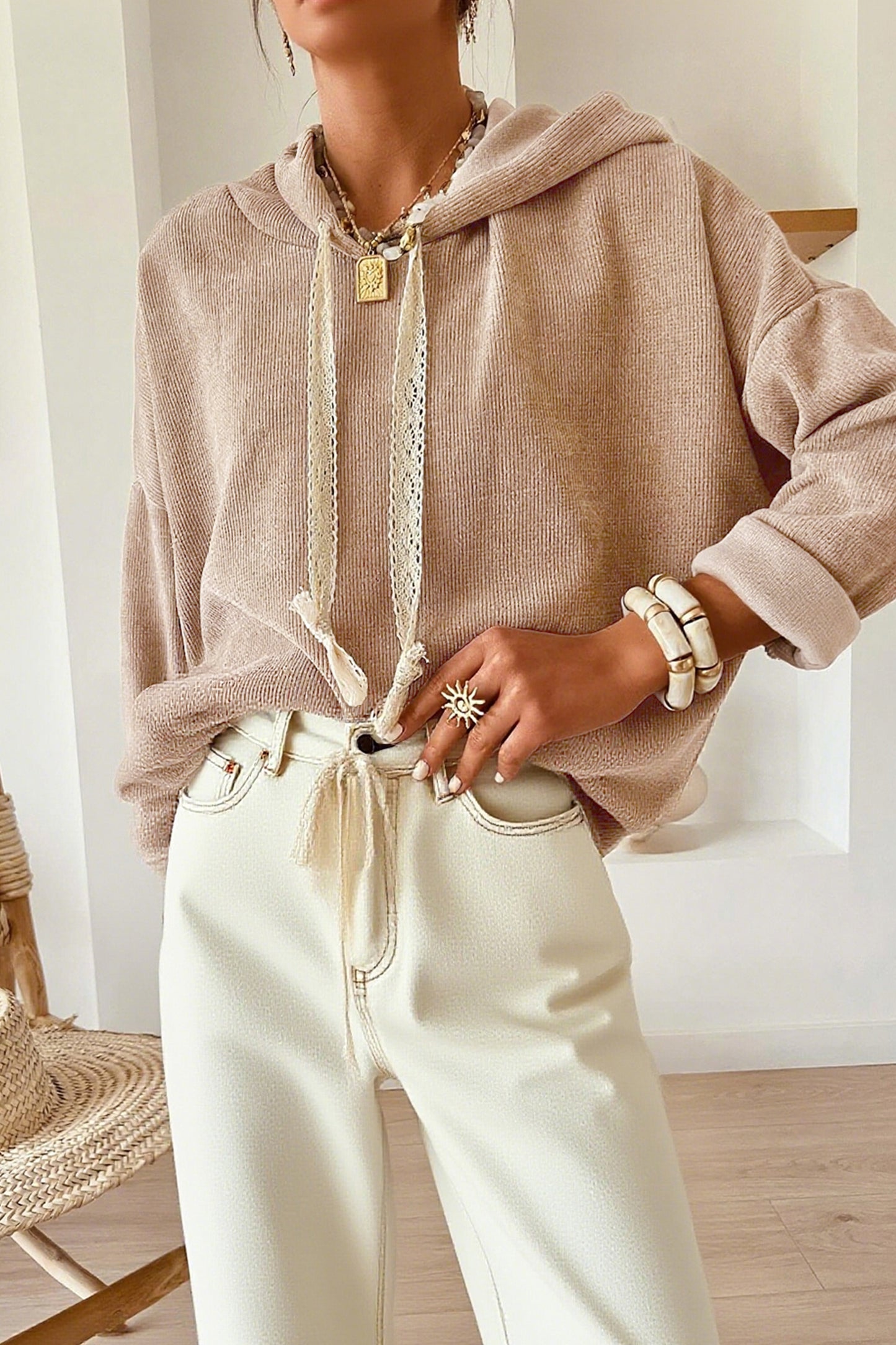 Thermal Textured Leopard Hooded Sweatshirt