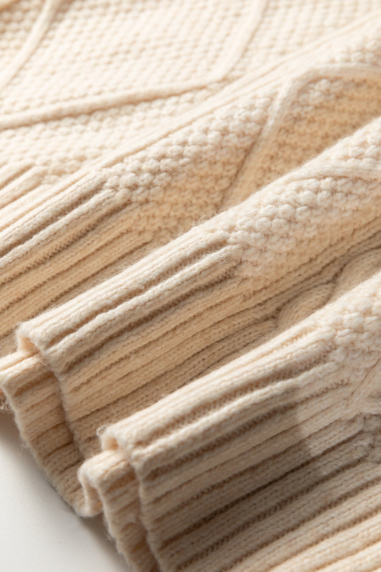 Parchment Cable Knit Drop Shoulder Loose Fit Sweater Dress