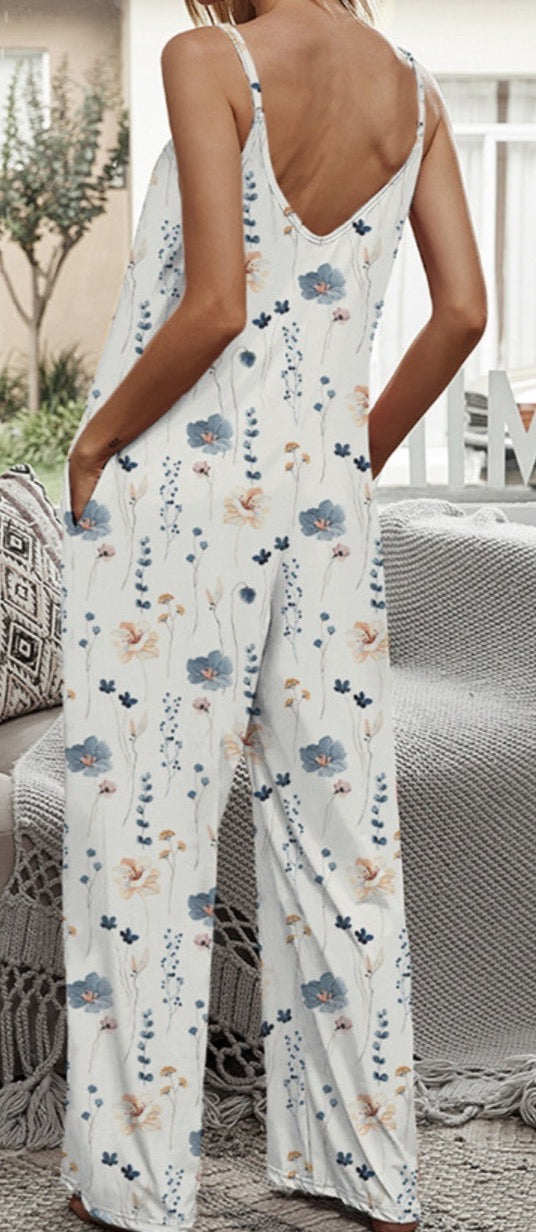 Printed Spaghetti Strap Jumpsuit