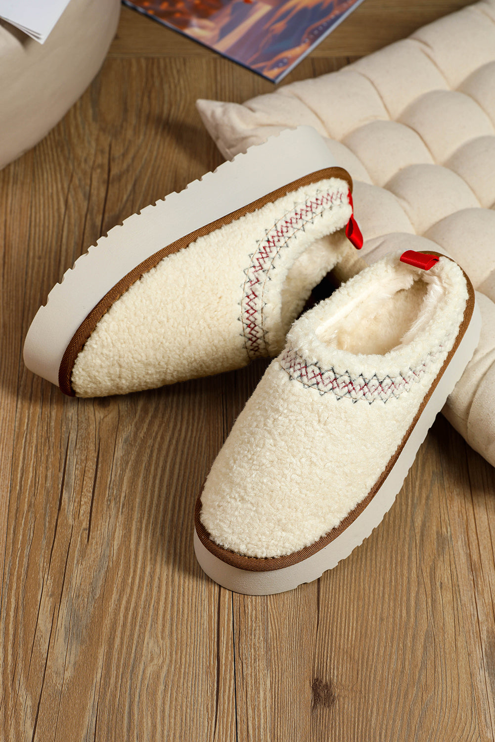 Embroidered Sherpa Plush Thick Soles