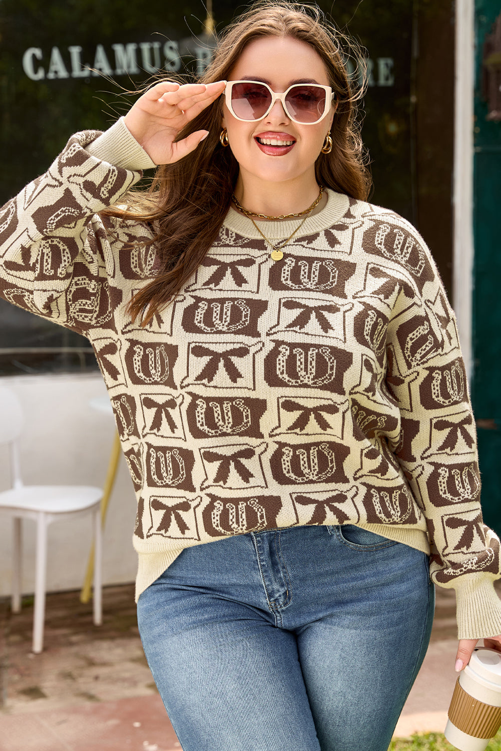 Bow & Horseshoe Plus Size Sweater
