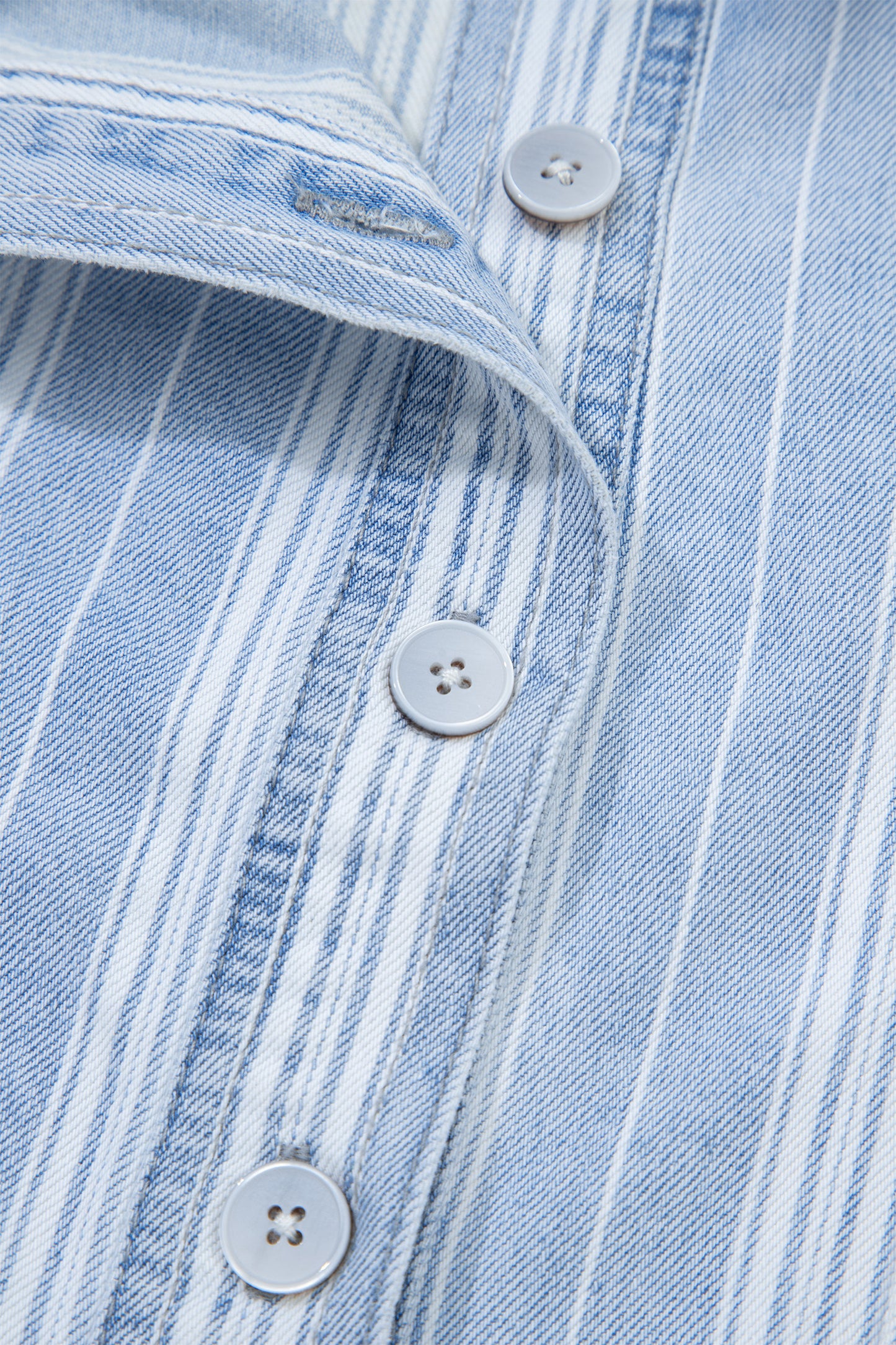 Sky Blue Stripe Boyfriend Chest Pocket Classic Denim Top