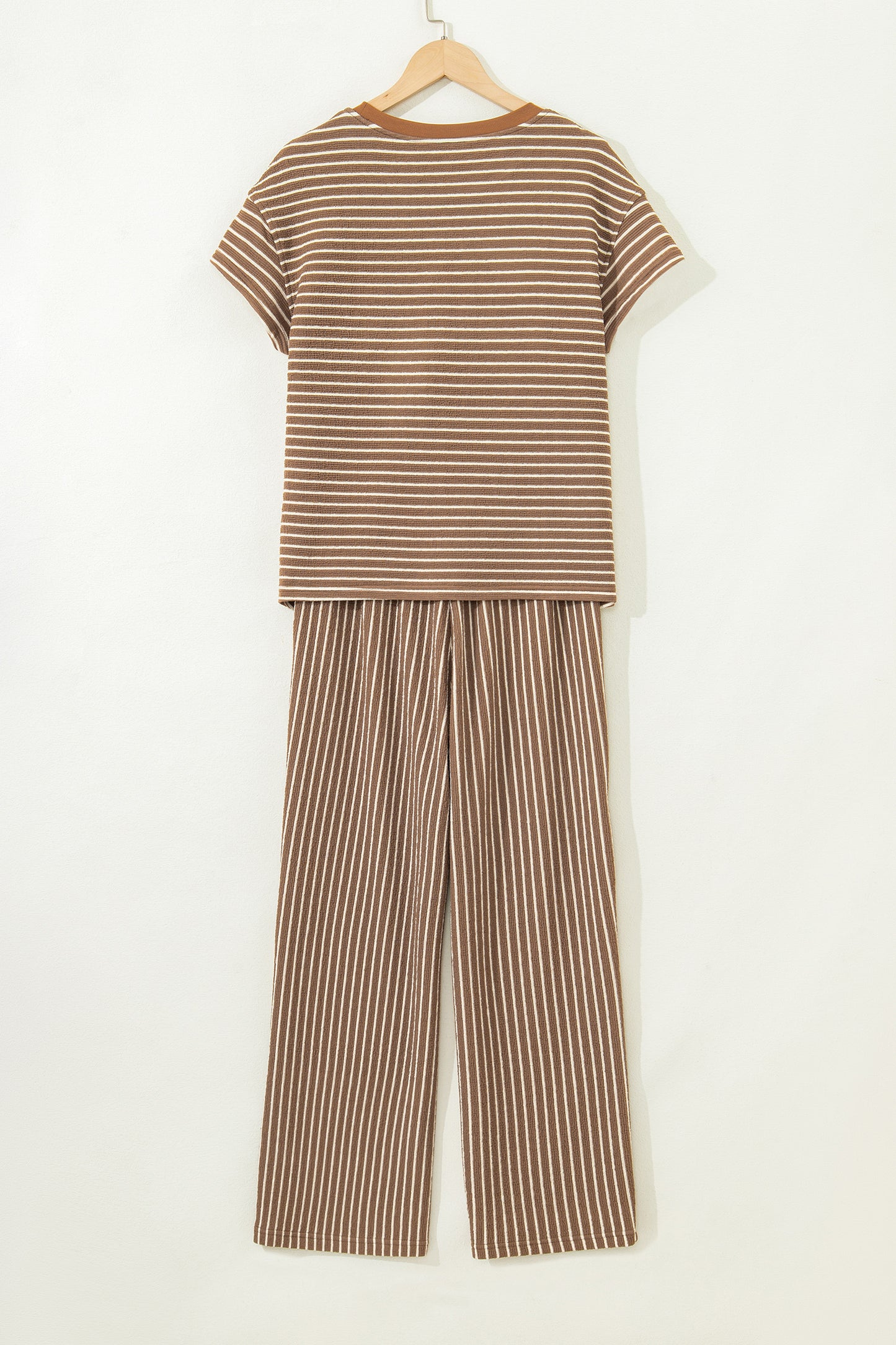 Striped Drawstring Waist Cropped Pants 2 Piece Set