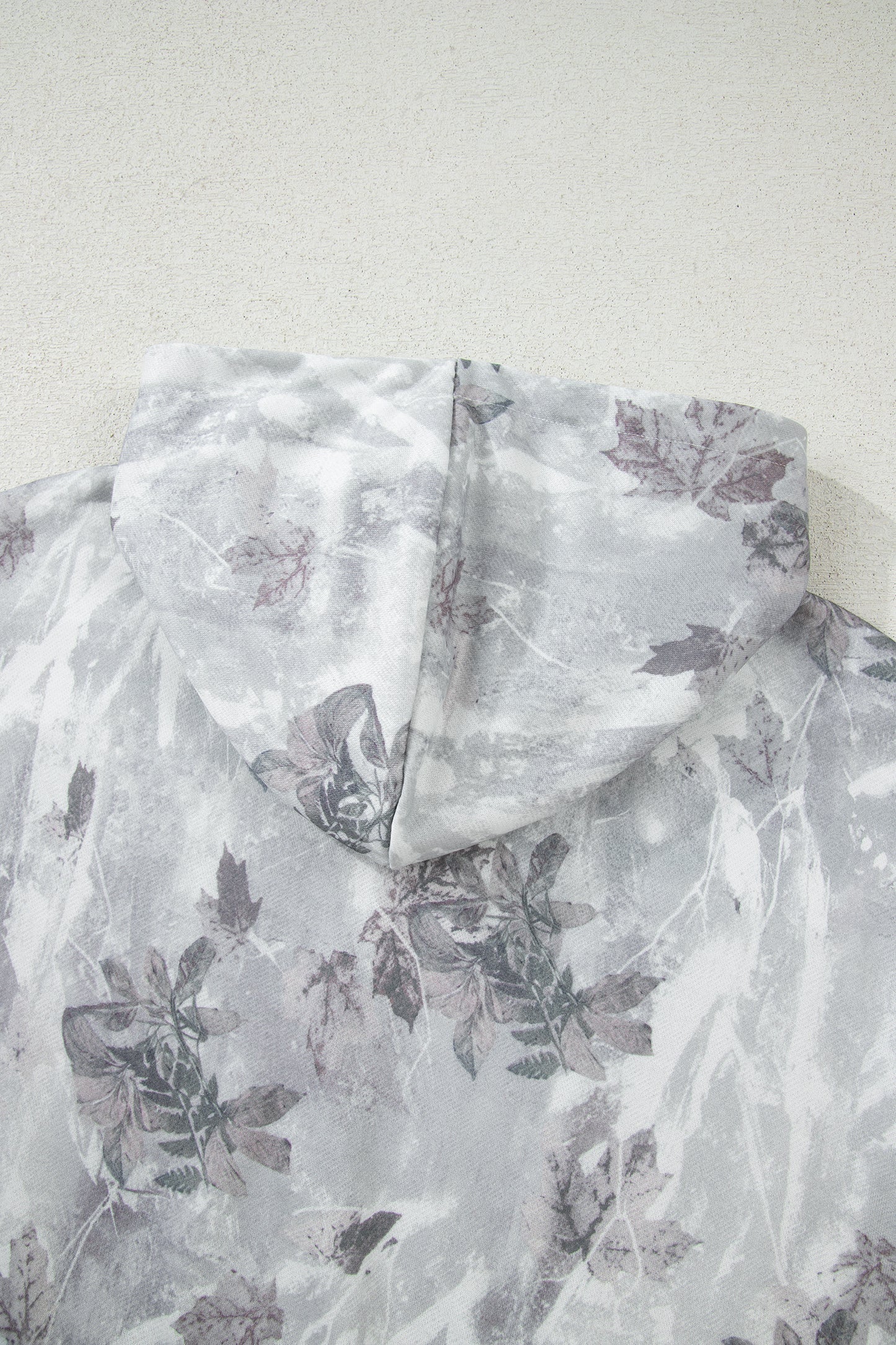 eGray Camo Leaf Print Kangaroo Pocket Quarter Zip Sweatshirt