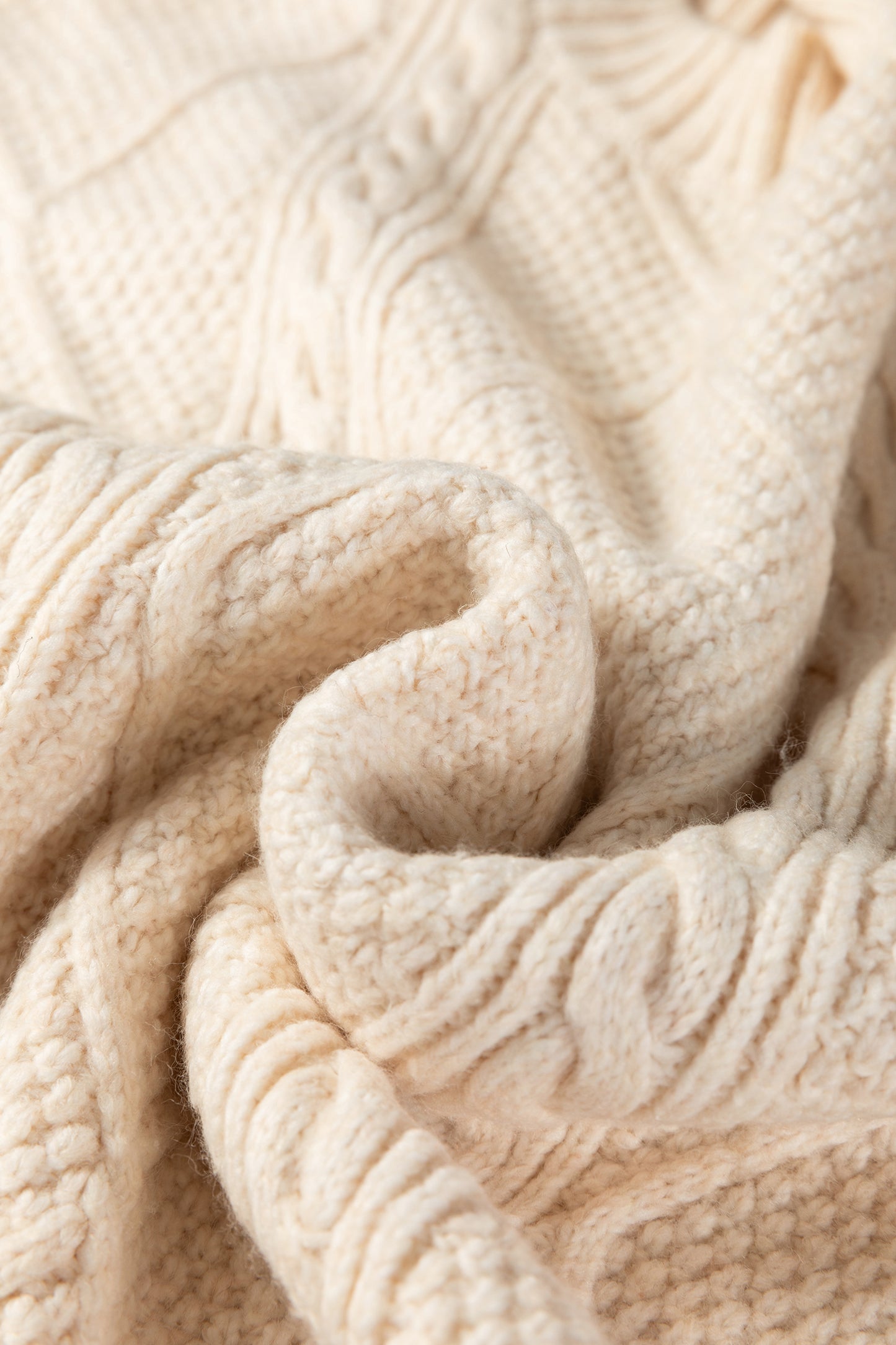 Parchment Cable Knit Drop Shoulder Loose Fit Sweater Dress