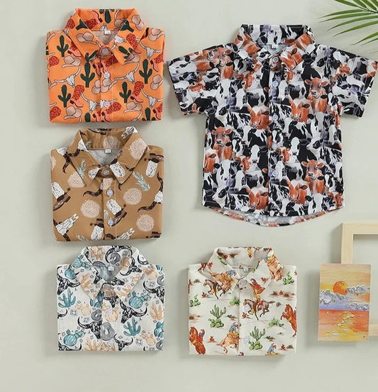 Western Print Button Up Shirts